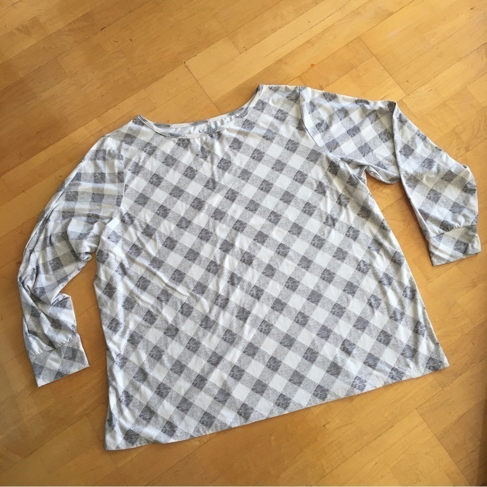 Croft and Barrow Intimates Sleep Top, Gray, White, Size 2X, Soft, Cozy